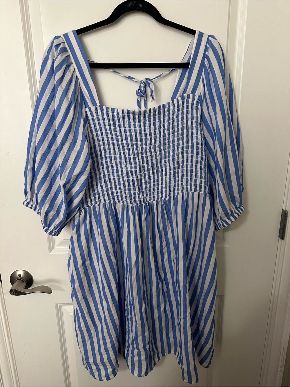 Blue and White Striped' Smocked Dress size xxl